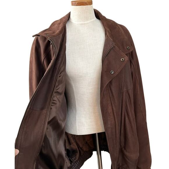 Vtg Wilson's Leather Adventure Bound XXLT Aviator Moto Bomber Brown Pilot Rugged - Picture 4 of 16